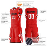 Custom Red Basketball Uniform Print Name Number Athletic V Neck Mesh Jersey Design Your Own